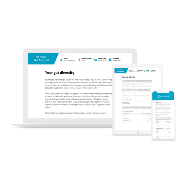 Preview of the test result of the Gut Microbiome Test from Cerascreen