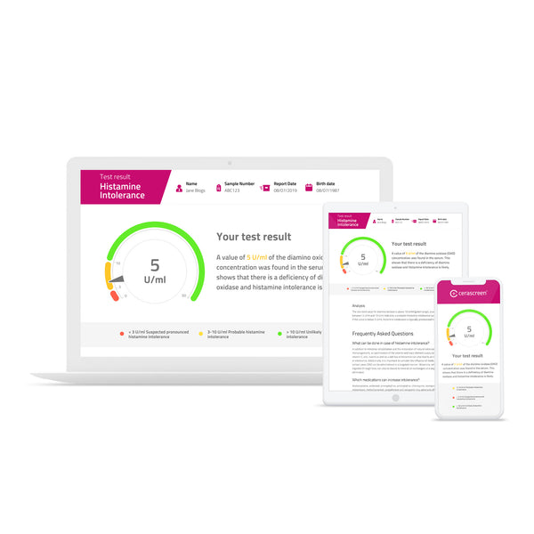Preview of the test result of the 2x Histamine Intolerance Test from cerascreen