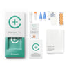 Contents of the Selenium Testkit from Cerascreen: Packaging, instructions, lancets, plaster, dry blood card, disinfection wipe, return envelope