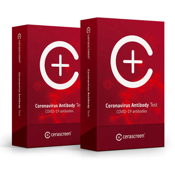 Packaging of the Coronavirus (Covid-19) Antibody Test - Double Pack from Cerascreen        