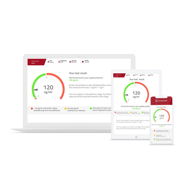 Preview of the test result of the Ferritin Test from Cerascreen